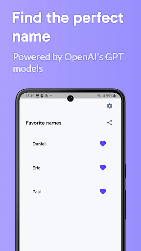 Android application BabyNamesAI screenshort