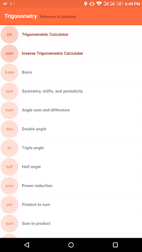 Android application Trigonometry screenshort