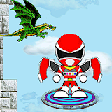 Flying red rangers jump game icon