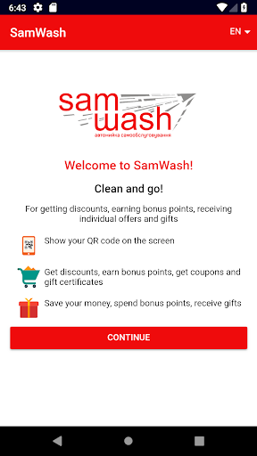 Android application SamWash screenshort