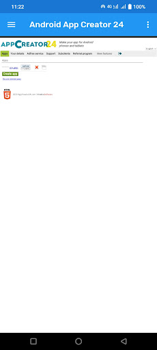 Android app creator 24 Screen 2