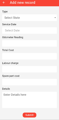 Android application Bike Service History Tracker screenshort