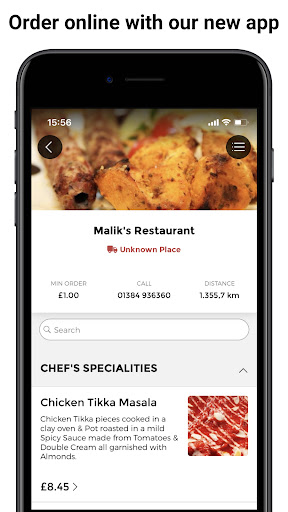 Android application Malik's Restaurant screenshort