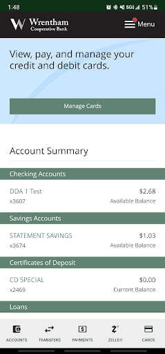 Android application Wrentham Co-op Mobile Banking screenshort