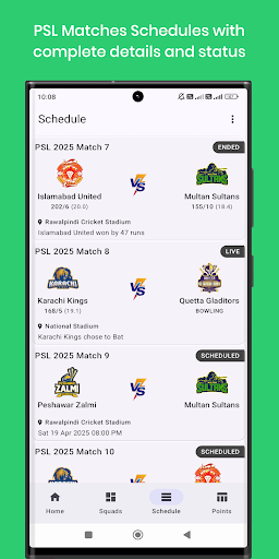 PSL 2025 Schedule and Squads Screenshot 3 - AppWisp.com