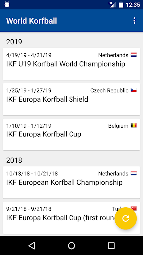 Android application World Korfball screenshort