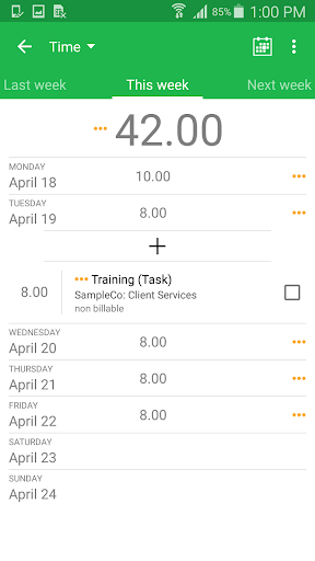 Nexonia Timesheets Screen 3