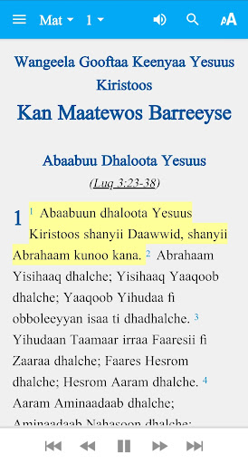 Screenshot of Oromo, Eastern Bible