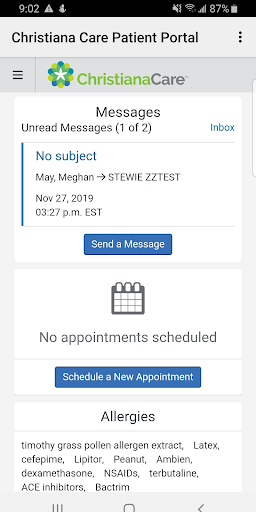 Android application Christiana Care Patient Portal screenshort