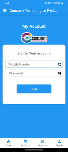 Android application Comzent CRM Management screenshort