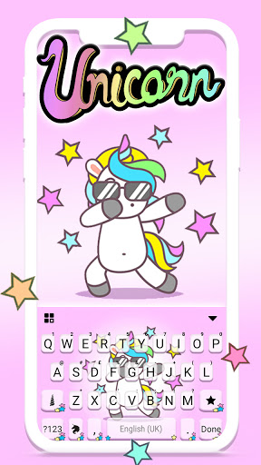 Android application Pink Cute Unicorn Keyboard Bac screenshort