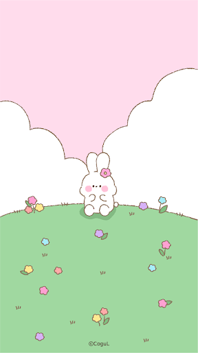 Android application 카카오톡 테마 - 꽃밭 위의 바니_핑크 screenshort