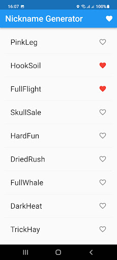 Android application Nickname Generator screenshort