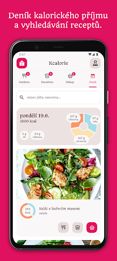 Android application Kcalorie: Jídelníček do mobilu screenshort