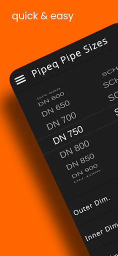Android application Pipeq Pipe Sizes screenshort