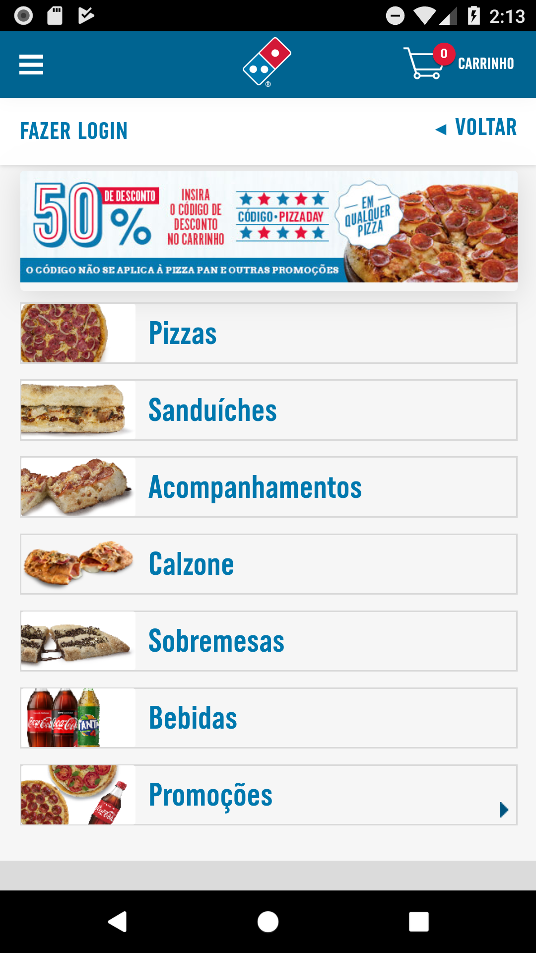 Android application Domino's Pizza Brasil screenshort