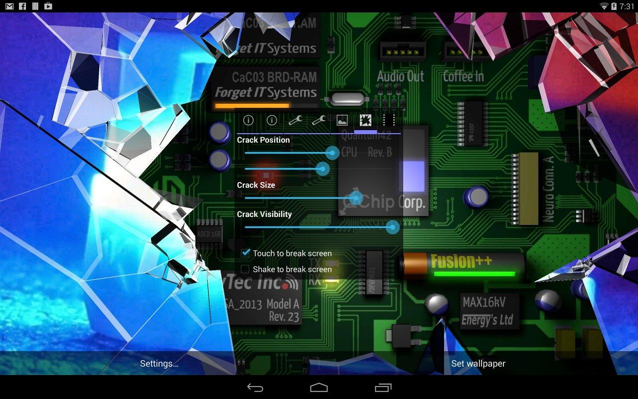 Android application Cracked Screen Gyro 3D PRO Parallax Wallpaper HD screenshort