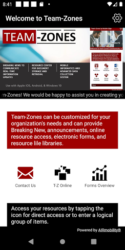 Android application Team-Zones screenshort