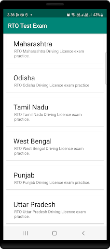 RTO Test Exam Screen 3