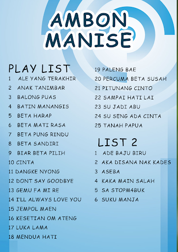 Android application Lagu Ambon Manise OFFLINE screenshort