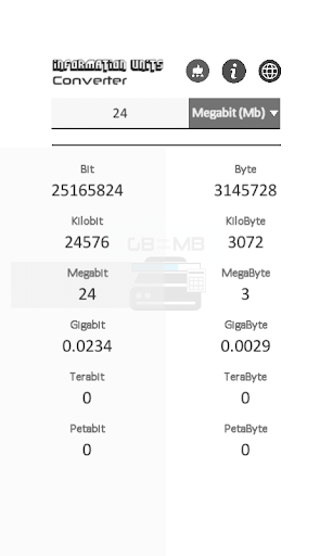 Information Units Converter Screen 3