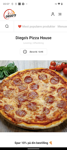 Android application Diego's Pizza House screenshort