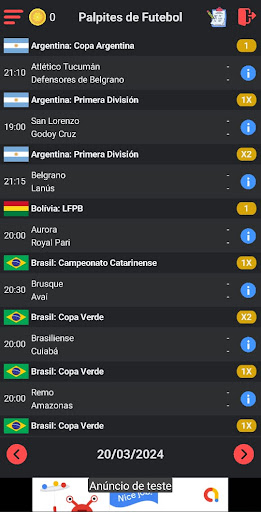 Android application Palpites de Futebol screenshort