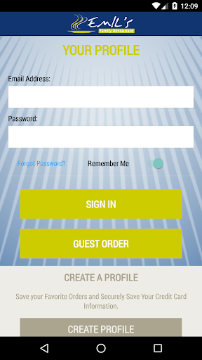 Android application Emil’s Family Restaurant screenshort