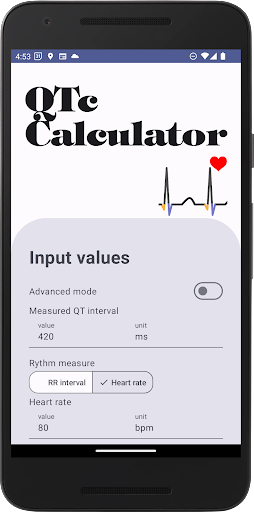 Android application QTc Calculator screenshort