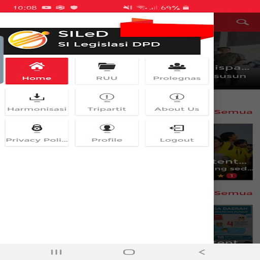 Sistem Informasi Legislasi DPD Screen 2
