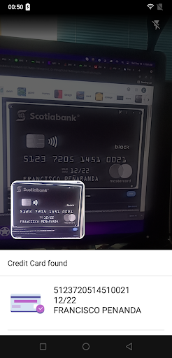 Credit Card Scanner using Came Screen 2
