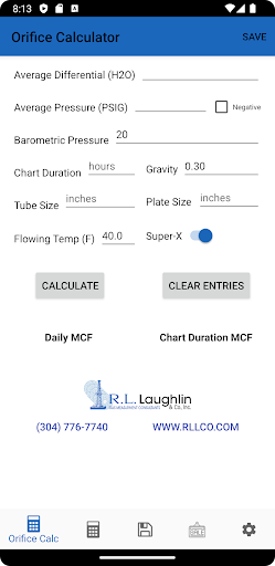 Android application Orifice Flow Rate Calculator screenshort