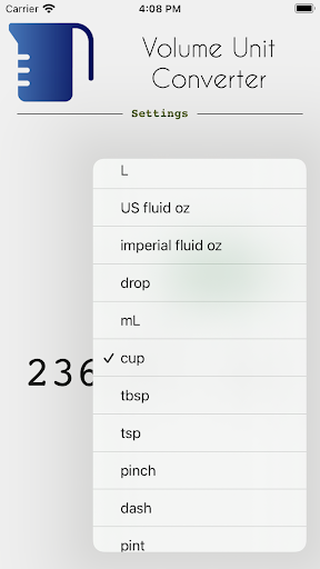 Volume Unit Converter Screen 2