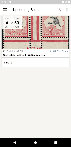 Android application Status International Auction screenshort
