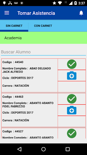 Android application CIMA PERSONAL screenshort