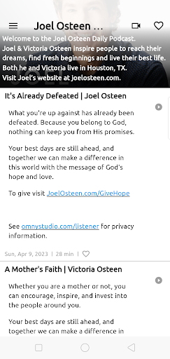 Android application Joel Osteen Podcasts screenshort