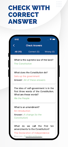 Screenshot of US Citizenship Test - 2024