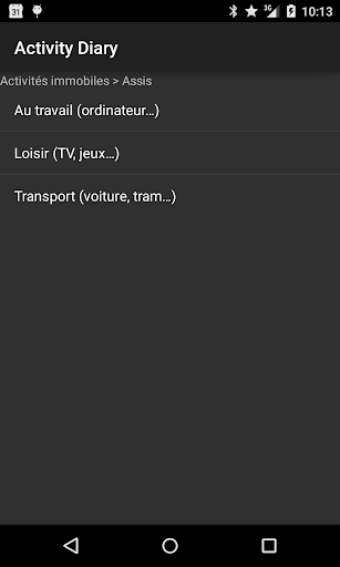 Activity Diary Screen 2