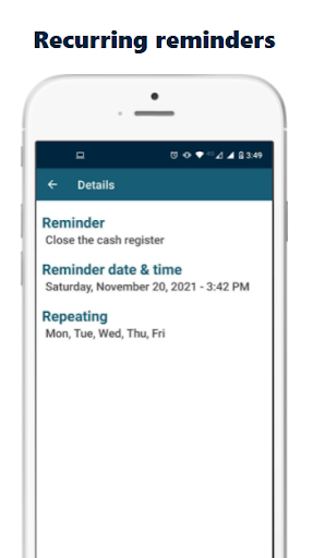 Remind me app Screen 3