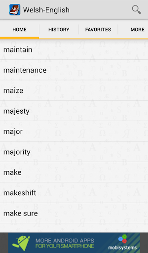 Android application Welsh<>English Dictionary screenshort