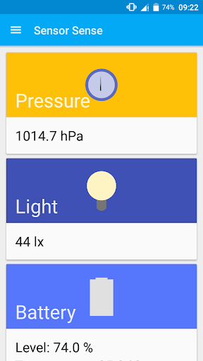 Android application Sensor Sense screenshort
