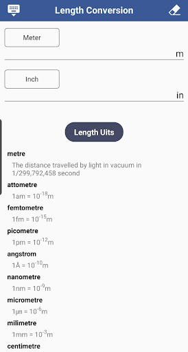 Android application Length Conversion screenshort