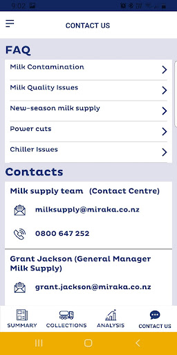 Miraka Milk Quality Analyser Screen 3
