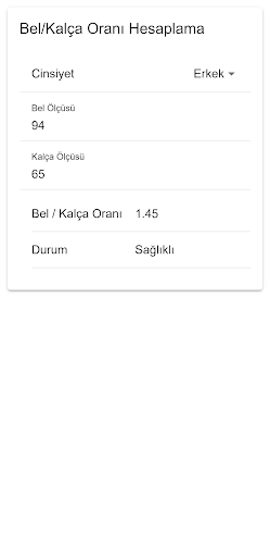 Bel/Kalça Oranı Hesaplama Screen 3