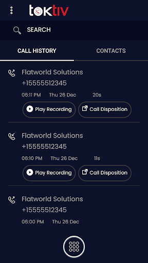 Toktiv: Twilio VOIP Calls, SMS Screen 2