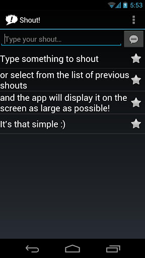 Android application Shout! screenshort