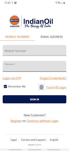 Android application IndianOil PNG screenshort
