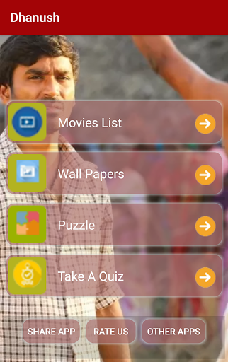 Android application Dhanush Movies List,Wallpapers screenshort