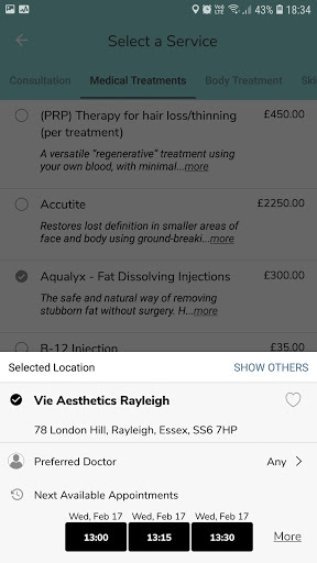 Vie Aesthetics Guest App Screen 3