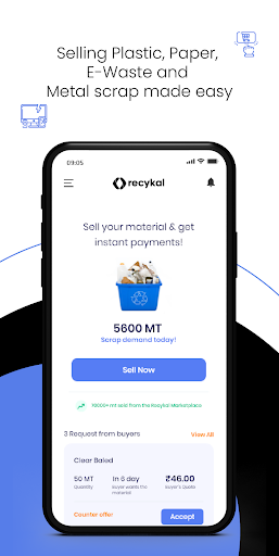 Android application Recykal Marketplace for Seller screenshort
